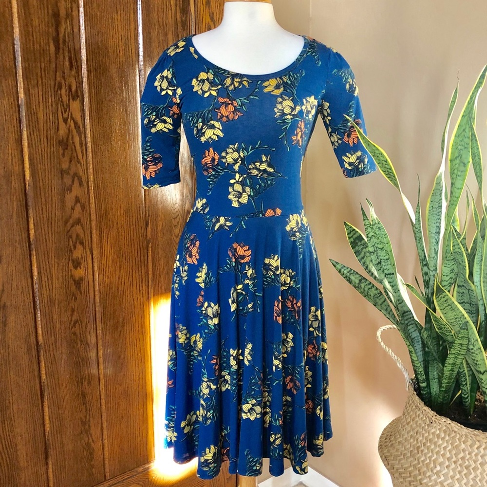LuLaRoe Nicole Fit & Flare Dress in Floral Print
